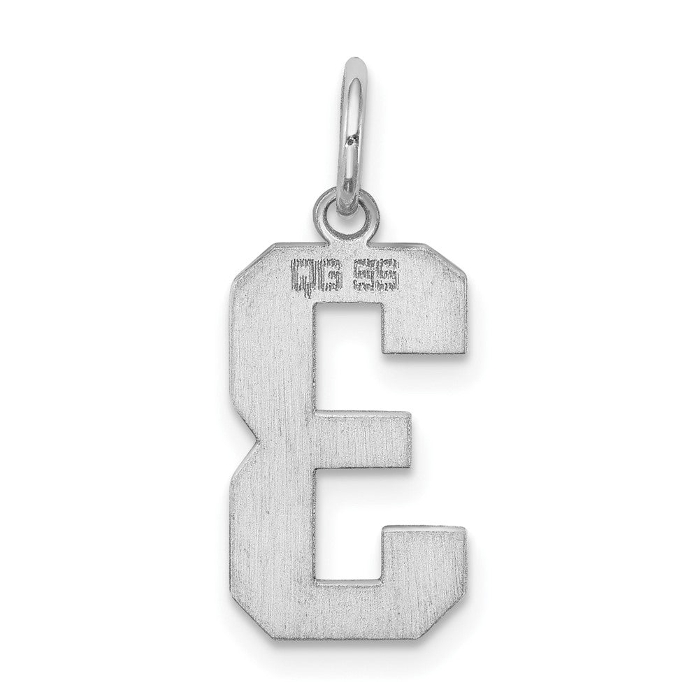 Sterling Silver/Rhodium-plated Polished Number 3 Charm