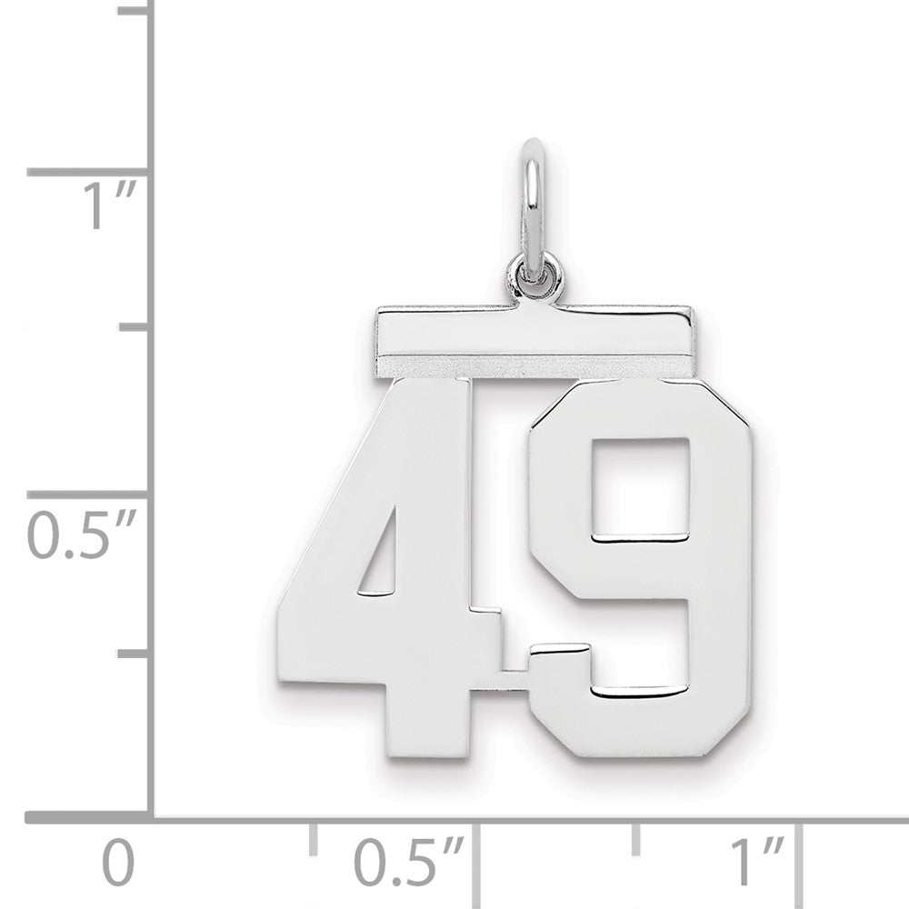 Sterling/Silver Rhodium-plated Polished Number 49 Charm