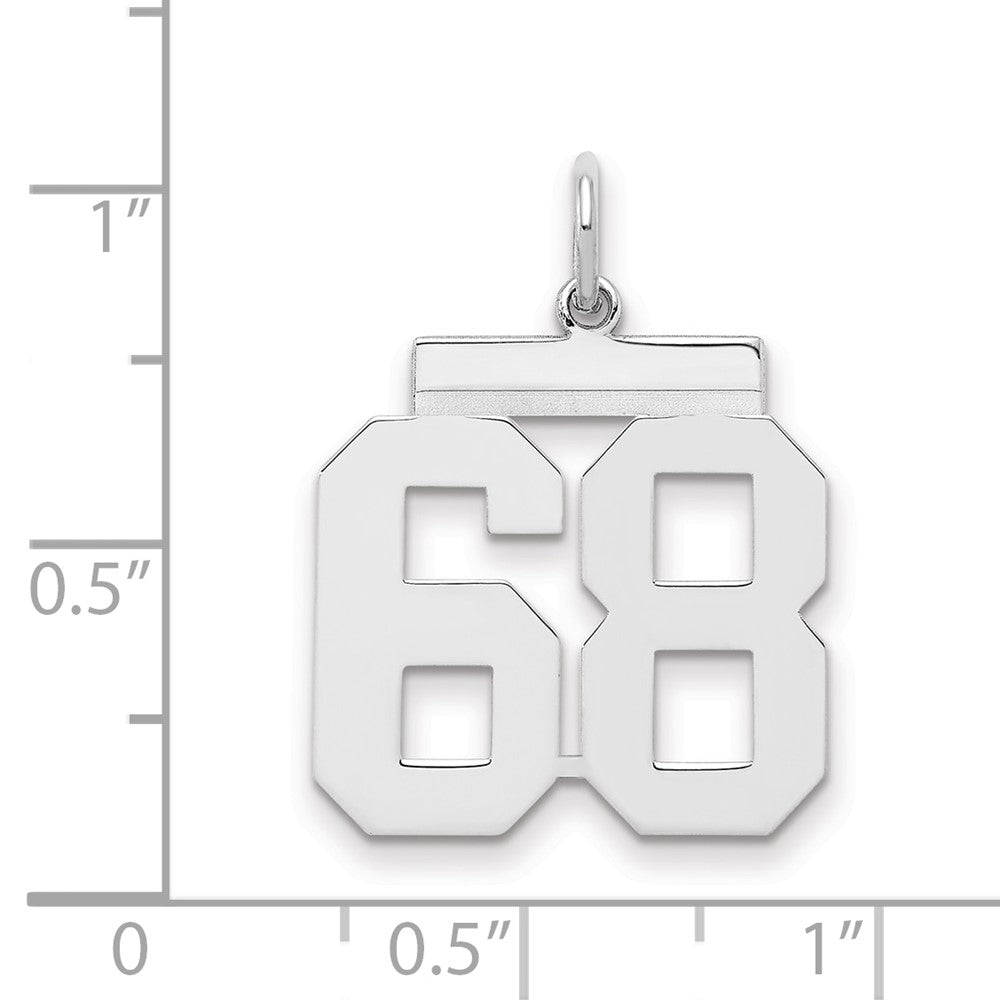 Sterling/Silver Rhodium-plated Polished Number 68 Charm