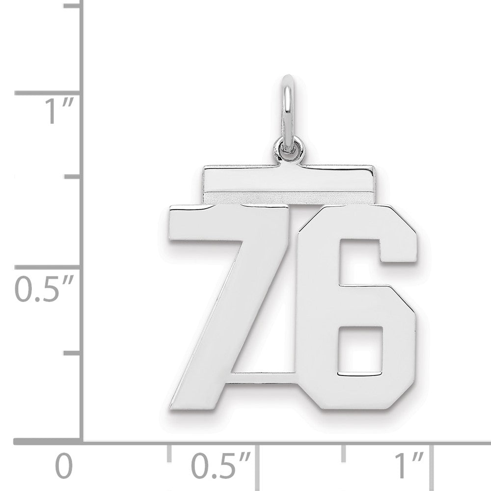Sterling/Silver Rhodium-plated Polished Number 76 Charm