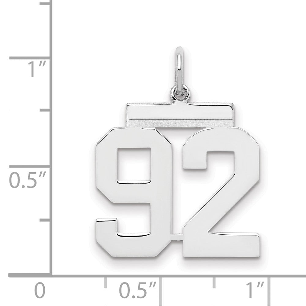 Sterling/Silver Rhodium-plated Polished Number 92 Charm