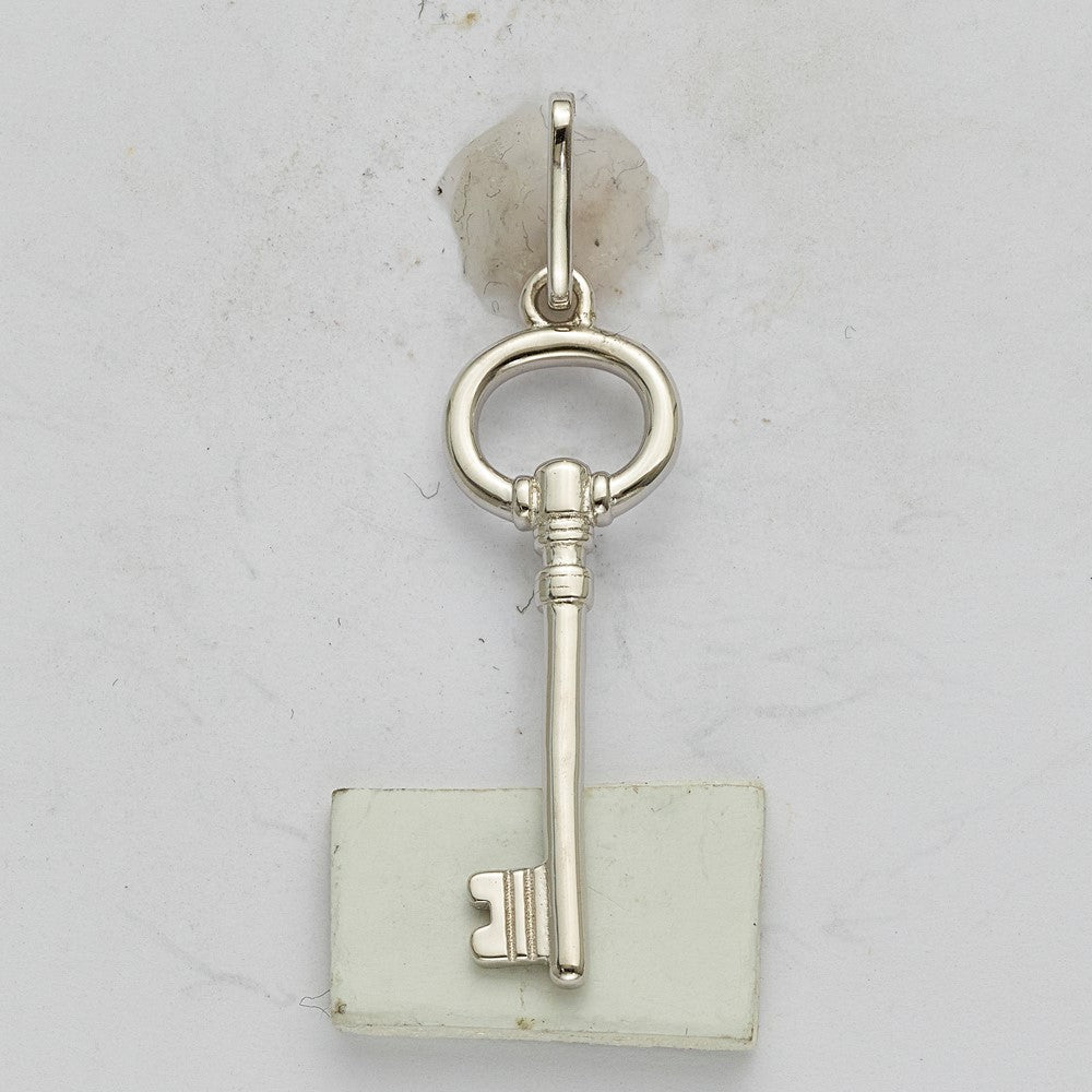 Sterling Silver Rhodium-plated Key Pendant