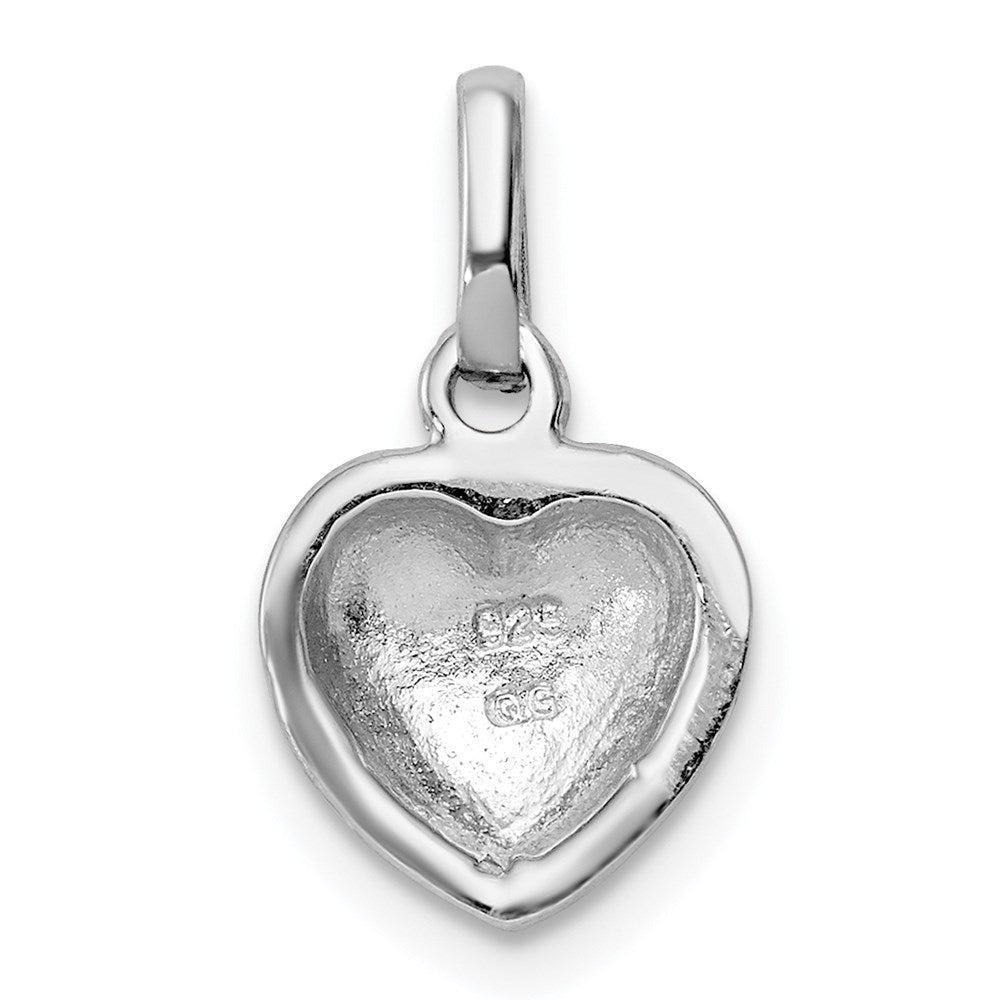 Sterling Silver RH-plated Polished Red Enameled Hearts Children's Pendant