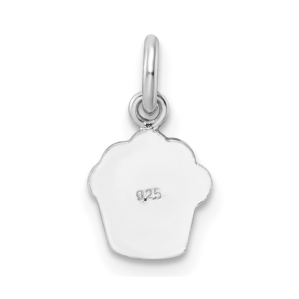 Sterling Silver RH-plated Multi-color Enameled Cupcake Petite Pendant
