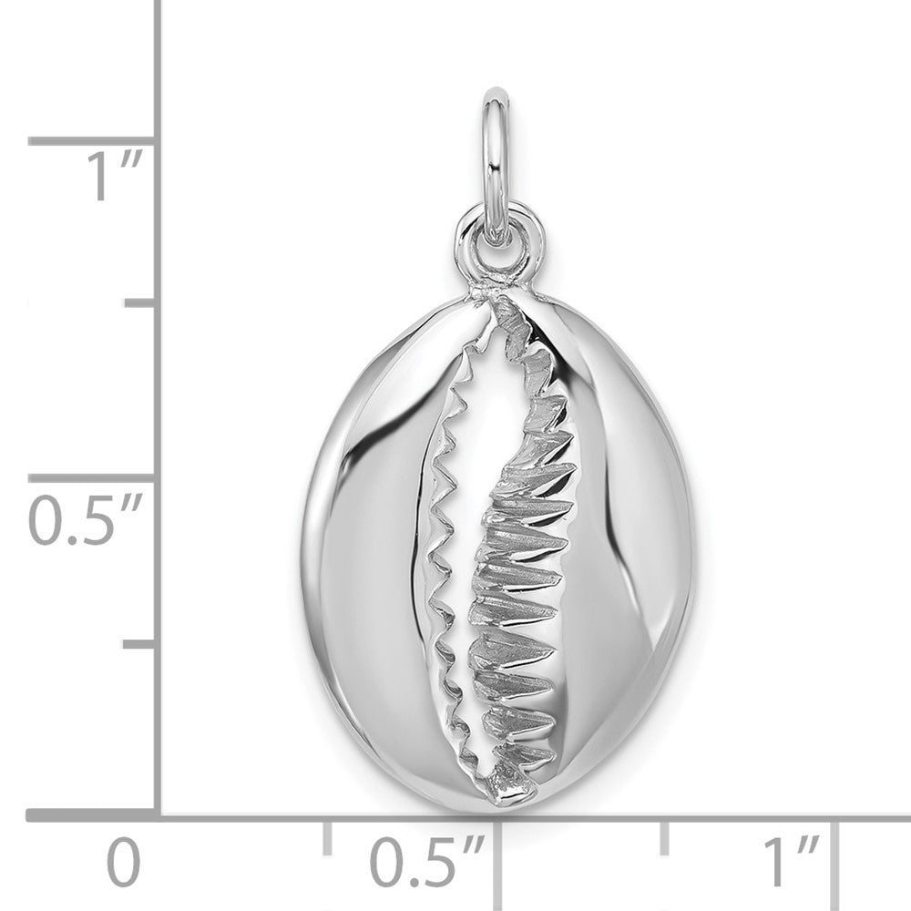 Sterling Silver Rh-plated Polished Cowrie Shell Pendant