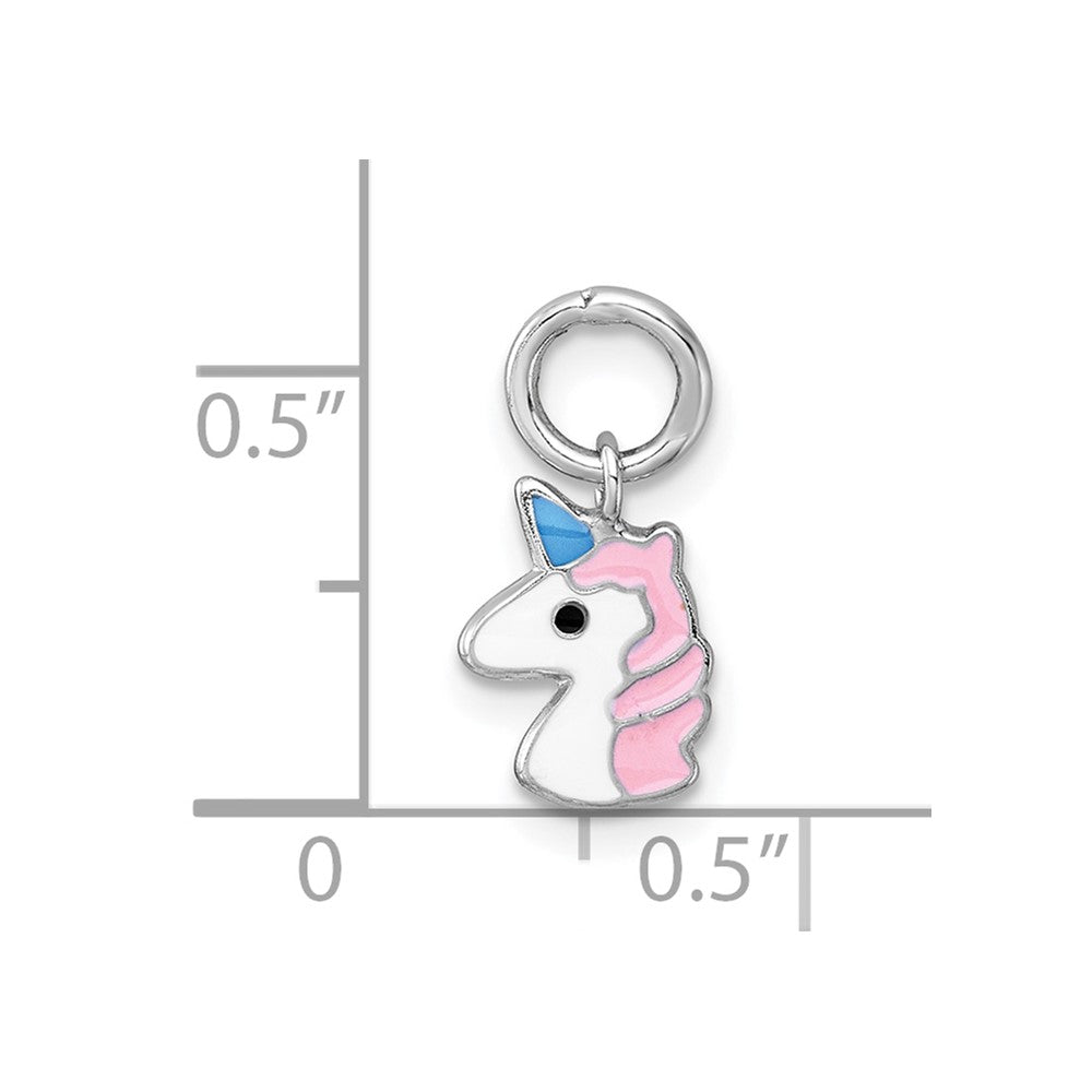 Sterling Silver Madi K RH-plated Enamel Unicorn Pendant