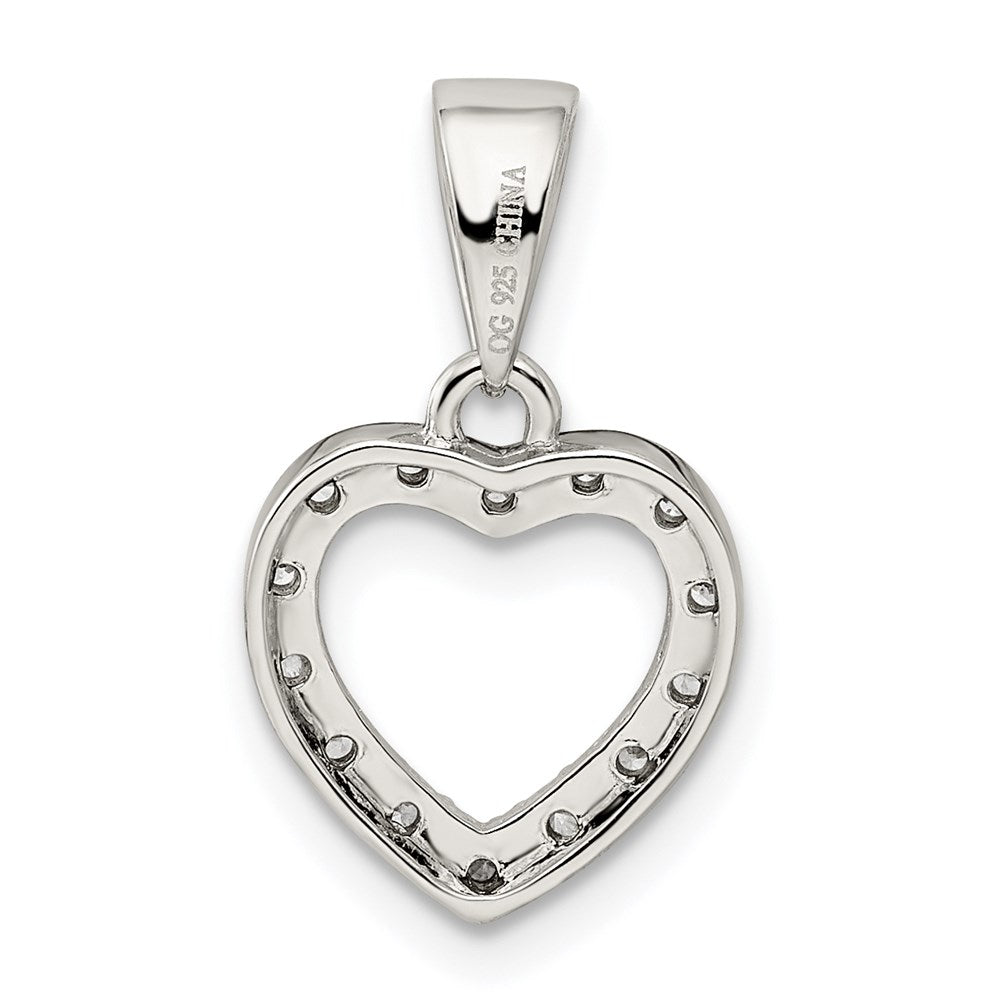 Sterling Silver Rhodium-plated CZ Heart Shape Pendant
