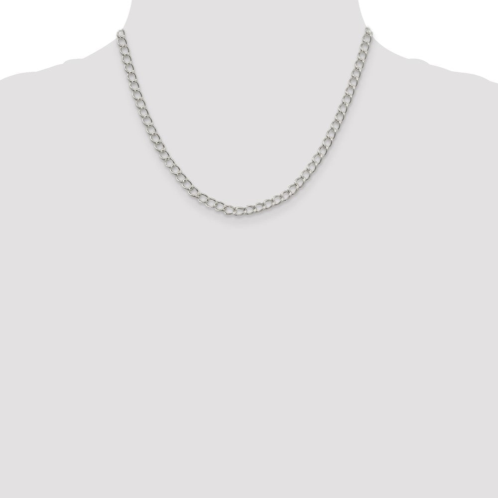 Sterling Silver 4.5mm Half round Wire Open Curb Chain