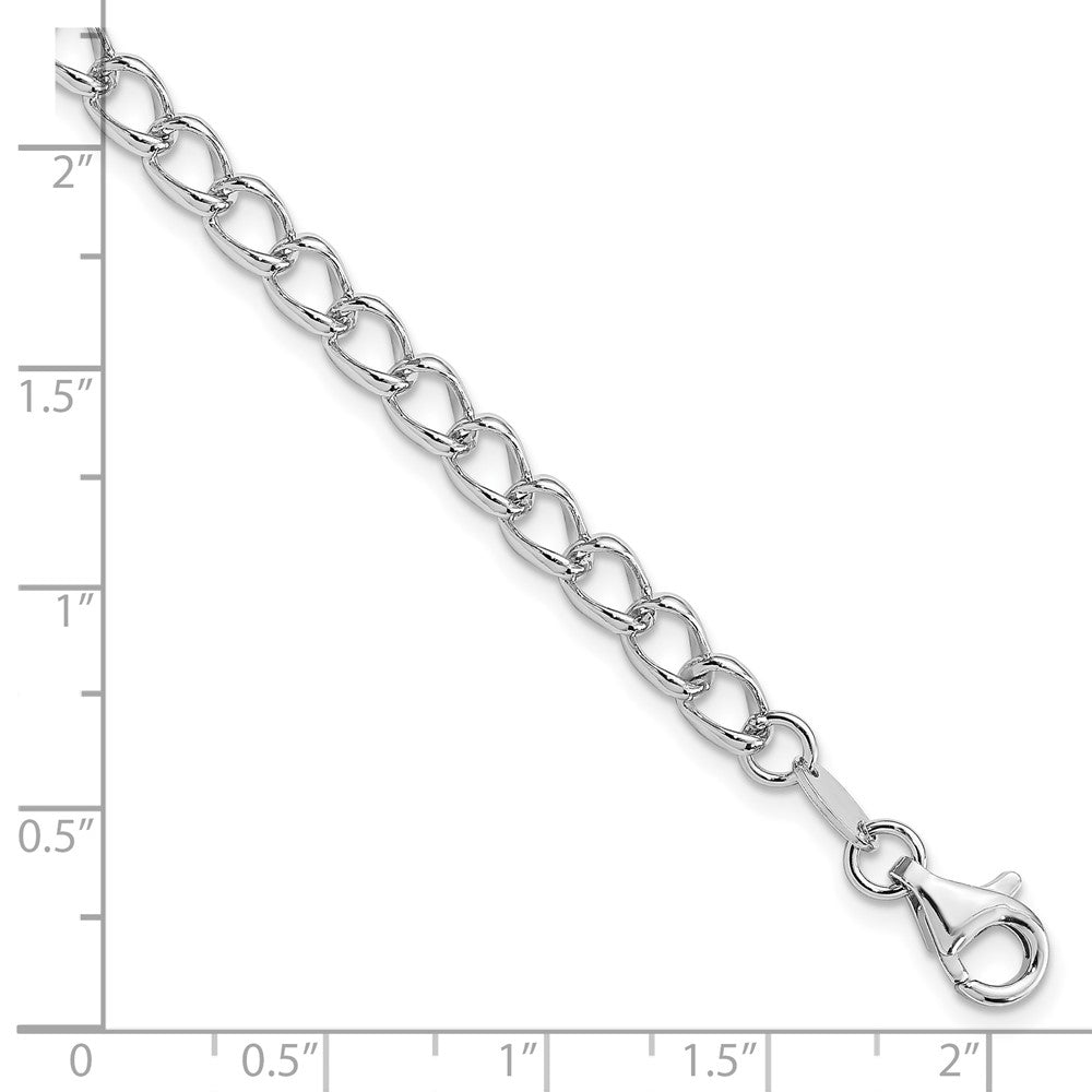 Sterling Silver Amore La Vita Rhodium-pl Curb Chain Charm Bracelet