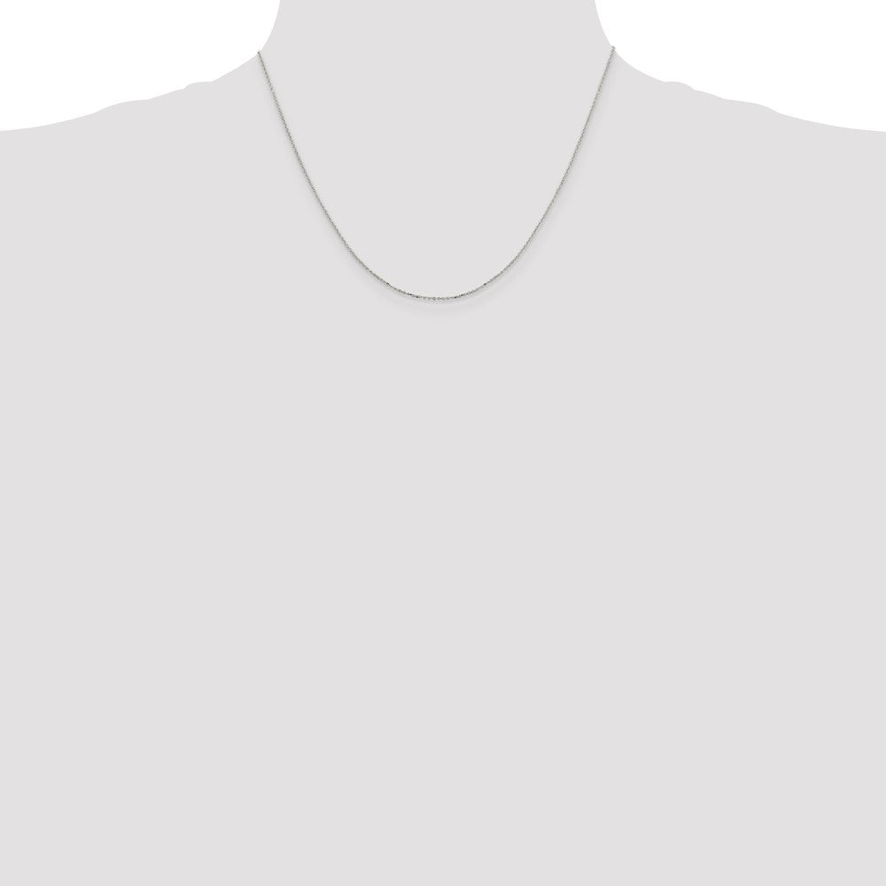 Sterling Silver Rhodium-plated 1mm 8 Sided D/C Cable Chain