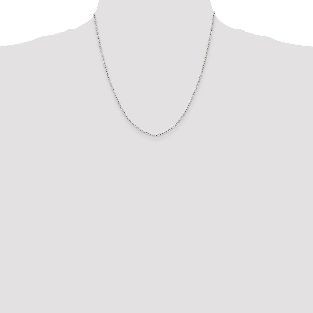 Sterling Silver 1.65mm Diamond-cut Long Link Cable Chain