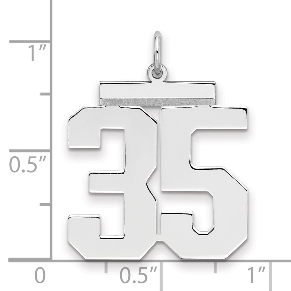 Sterling Silver/Rhodium-plated Polished Number 35 Charm