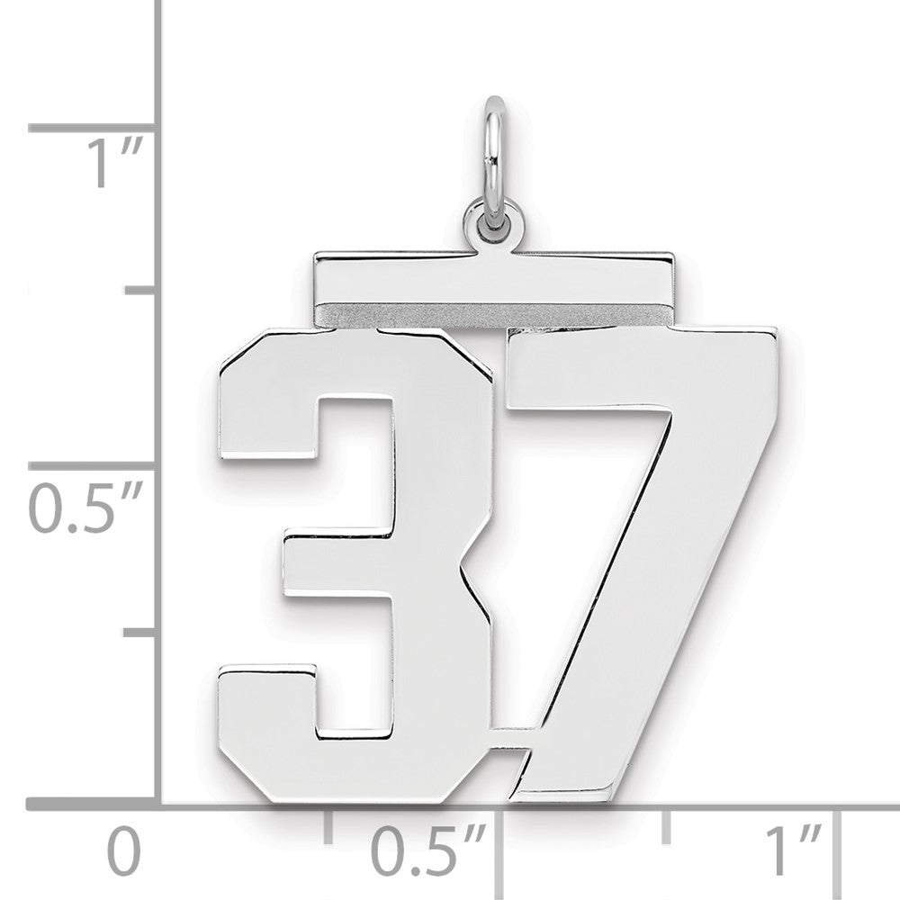 Sterling Silver/Rhodium-plated Polished Number 37 Charm