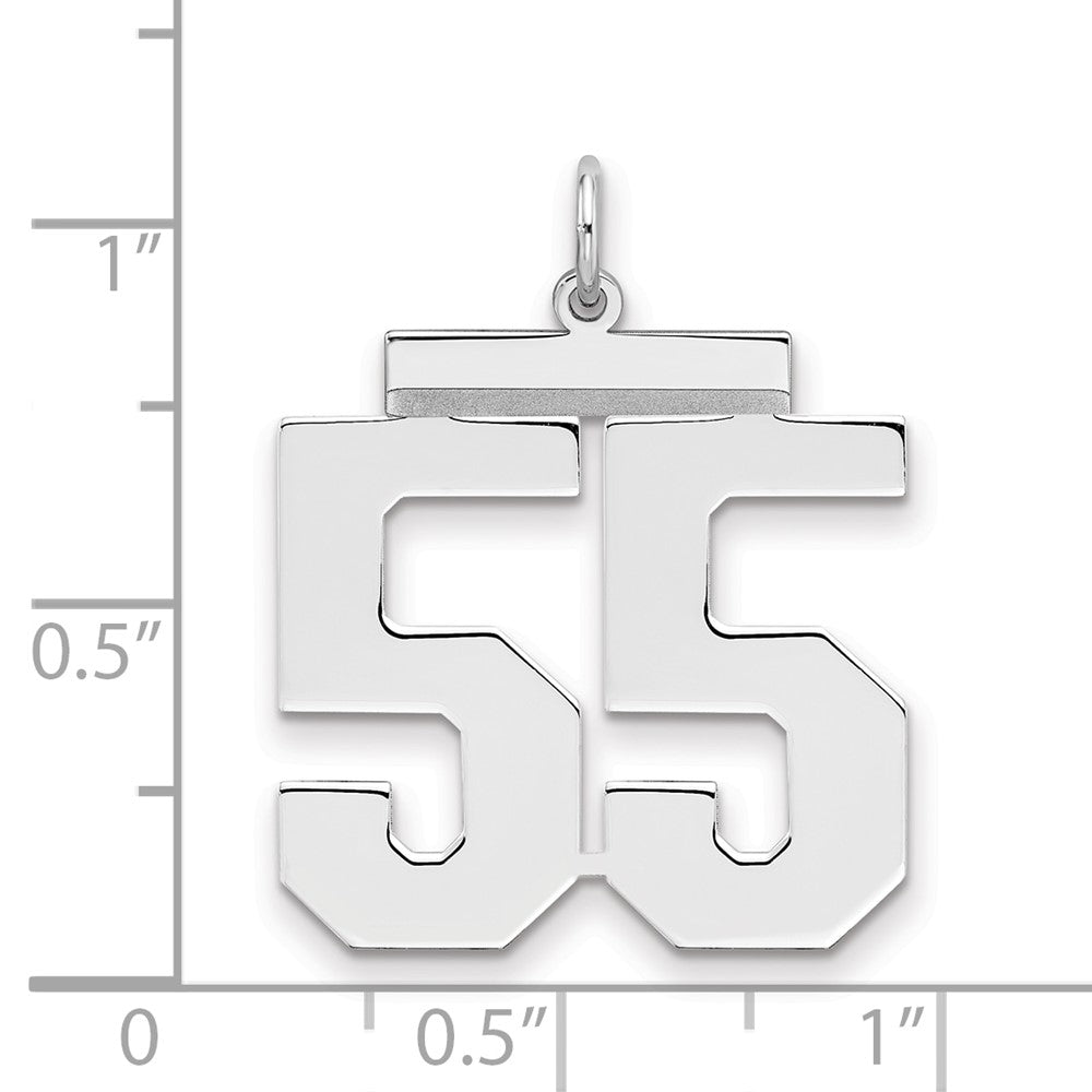 Sterling Silver/Rhodium-plated Polished Number 55 Charm