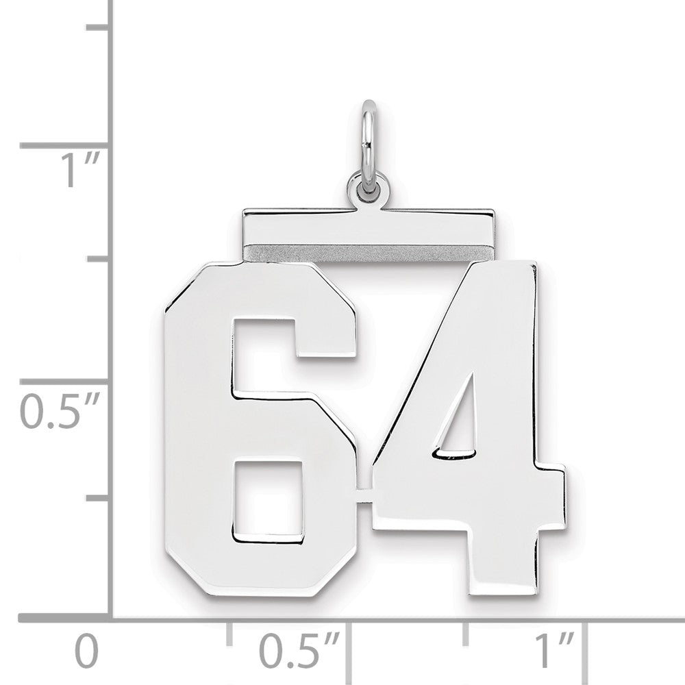 Sterling Silver/Rhodium-plated Polished Number 64 Charm