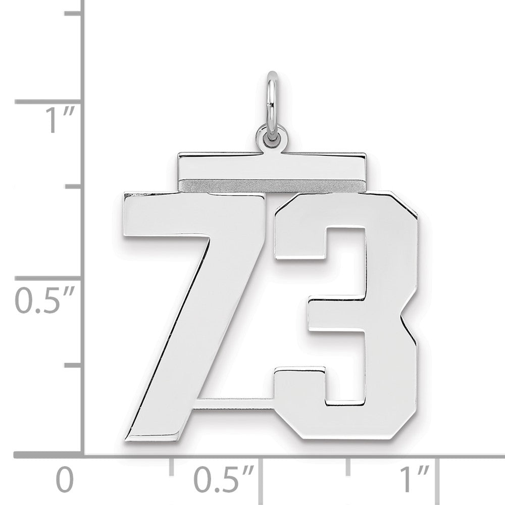 Sterling Silver/Rhodium-plated Polished Number 73 Charm