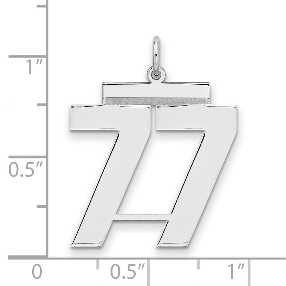 Sterling Silver/Rhodium-plated Polished Number 77 Charm