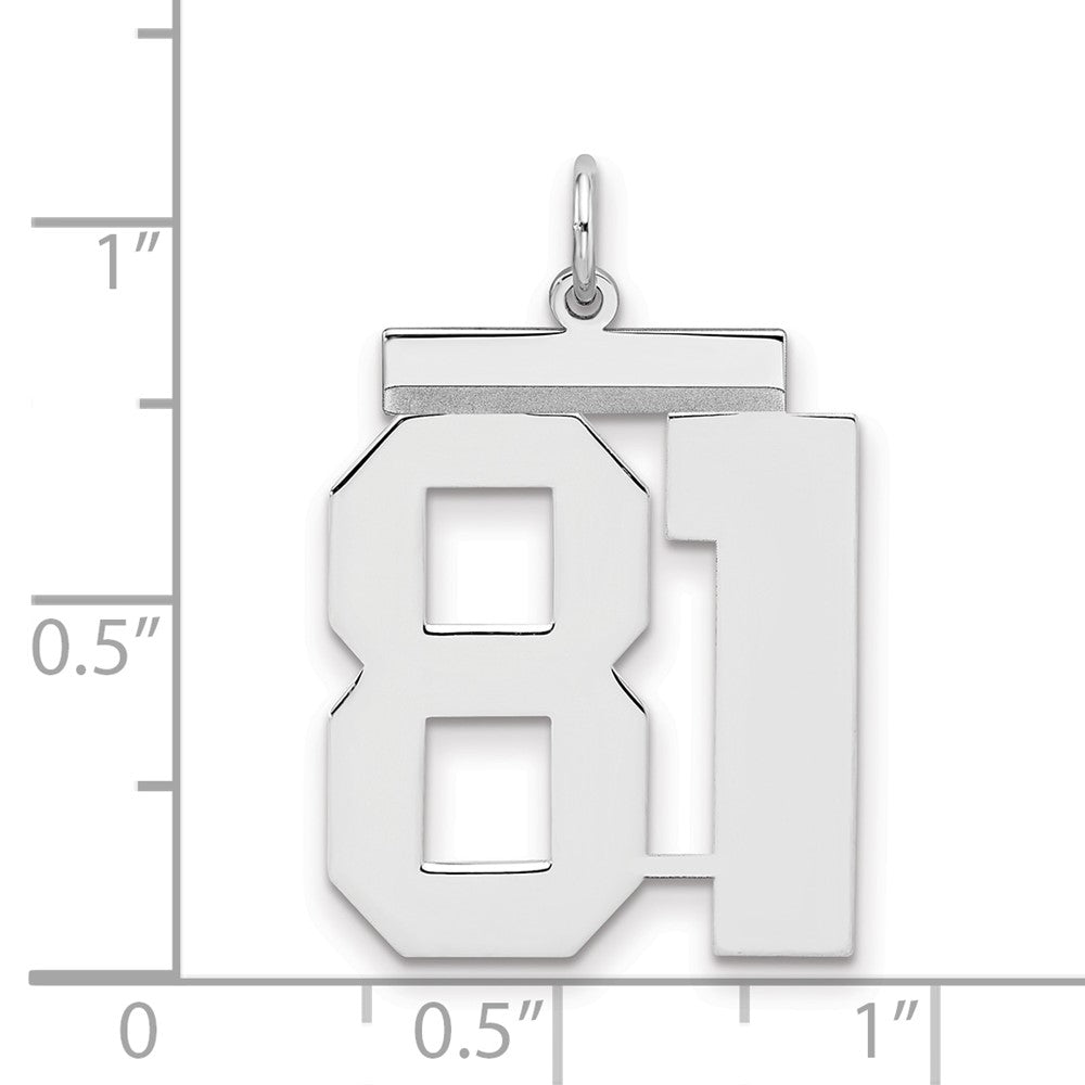 Sterling Silver/Rhodium-plated Polished Number 81 Charm