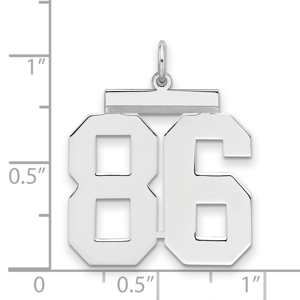 Sterling Silver/Rhodium-plated Polished Number 86 Charm