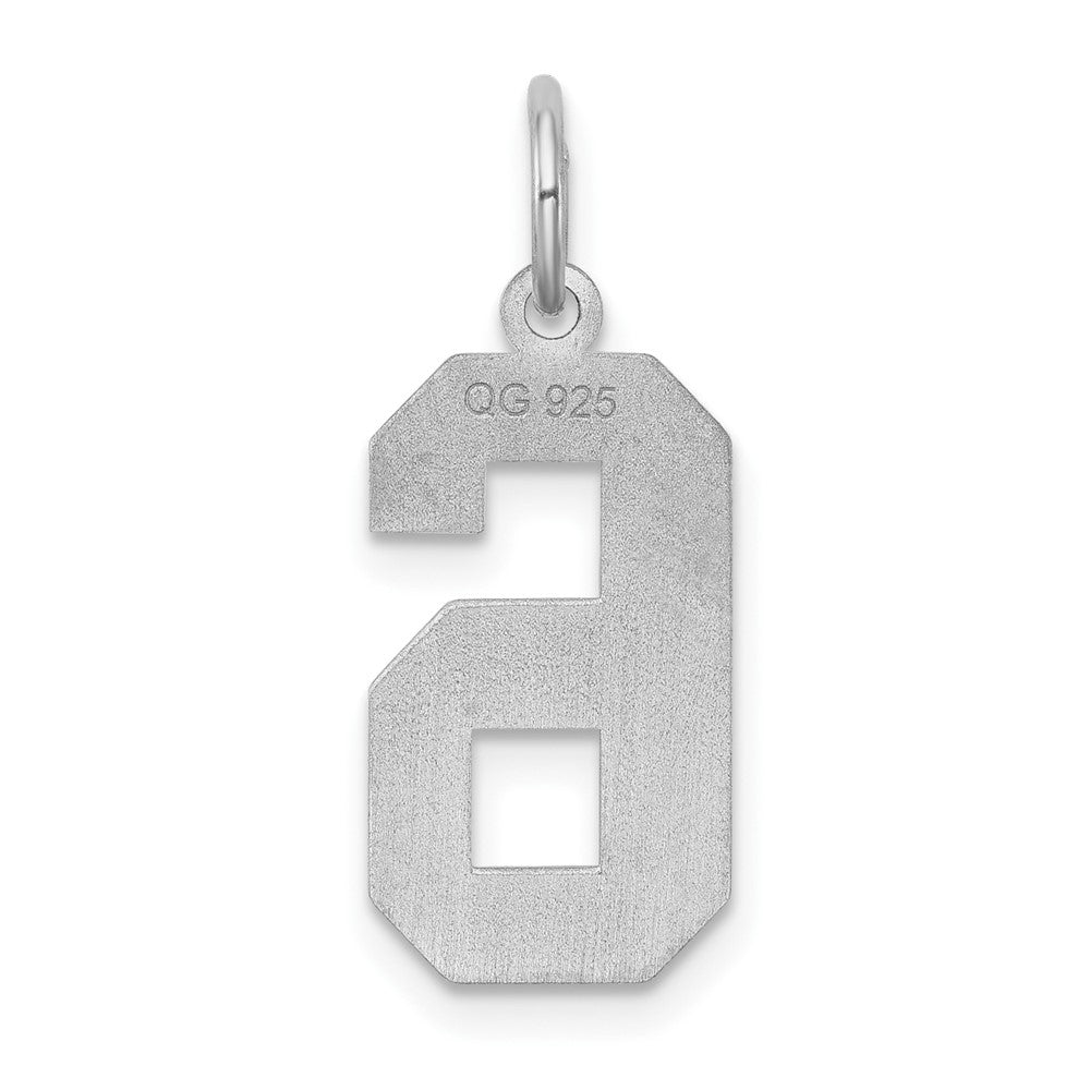 Sterling Silver/Rhodium-plated Satin Number 6 Charm