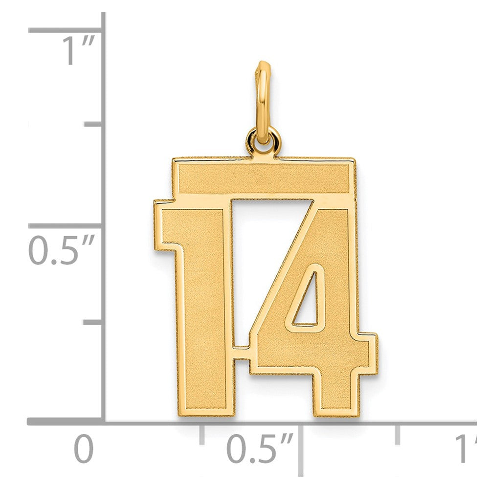 Sterling Silver/Gold-plated Satin Number 14 Charm