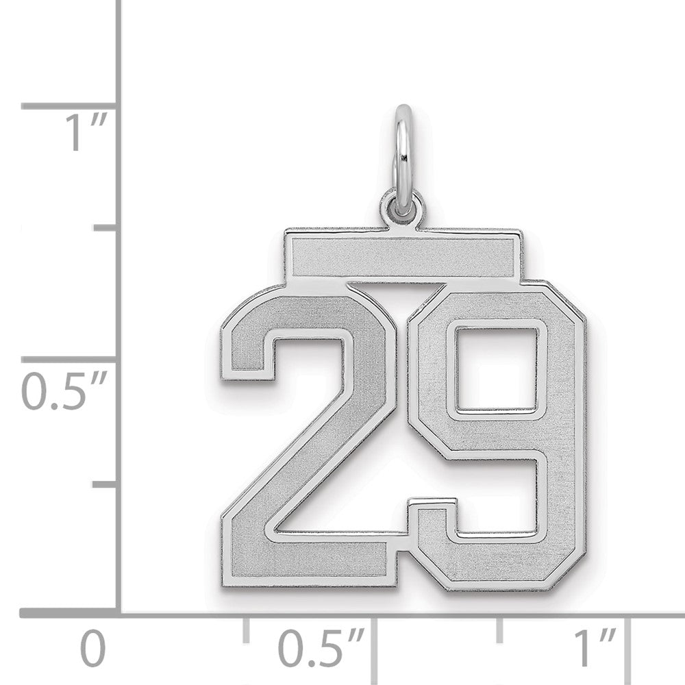Sterling Silver/Rhodium-plated Satin Number 29 Charm