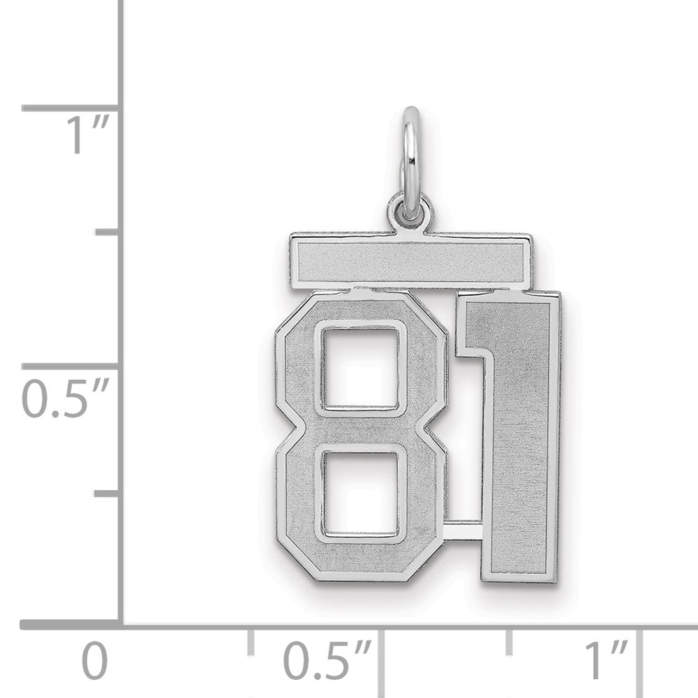 Sterling Silver/Rhodium-plated Satin Number 81 Charm