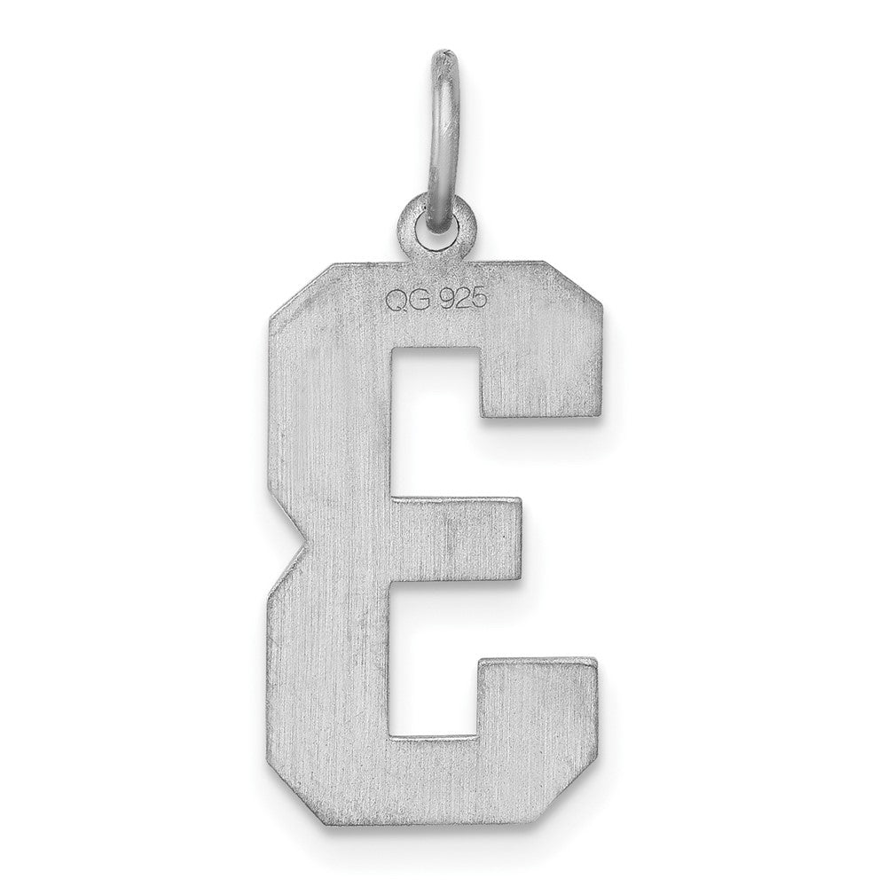 Sterling Silver/Rhodium-plated Satin Number 3 Charm