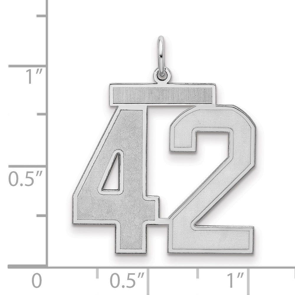 Sterling Silver/Rhodium-plated Satin Number 42 Charm