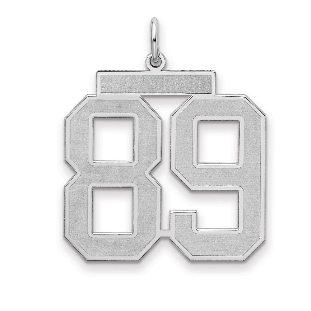 Sterling Silver/Rhodium-plated Satin Number 89 Charm