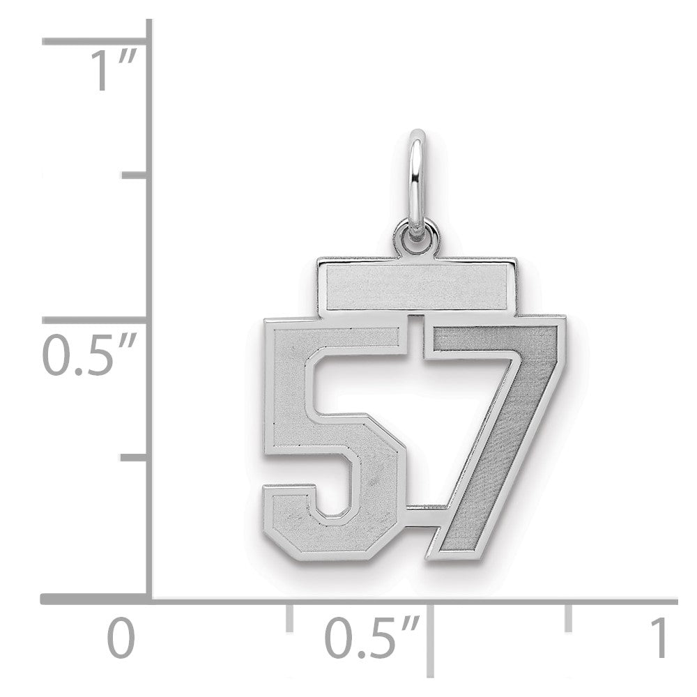 Sterling Silver/Rhodium-plated Satin Number 57 Charm