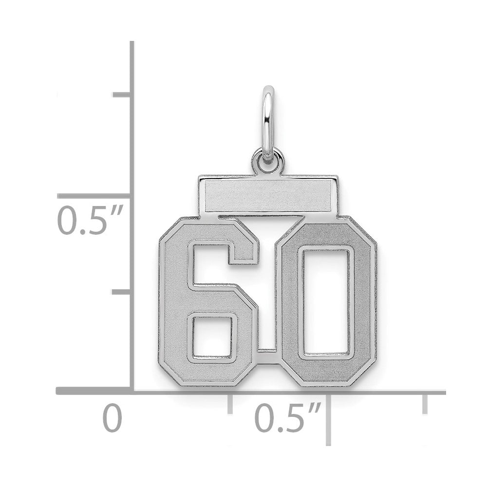 Sterling Silver/Rhodium-plated Satin Number 60 Charm