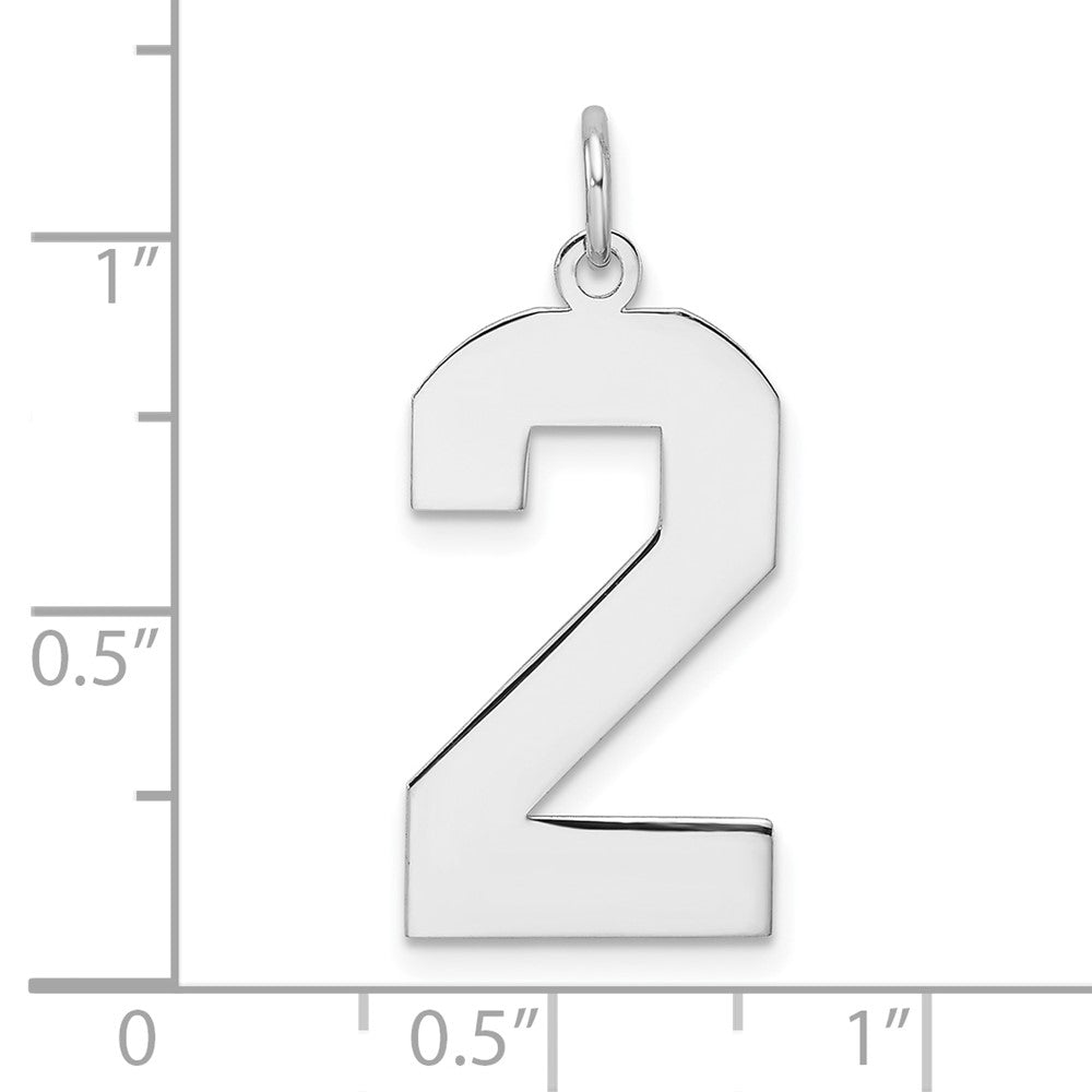 Sterling Silver/Rhodium-plated Polished Number 2 Charm
