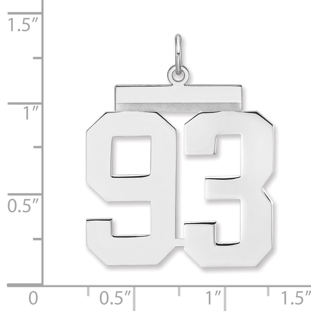 Sterling Silver/Rhodium-plated Polished Number 93 Charm