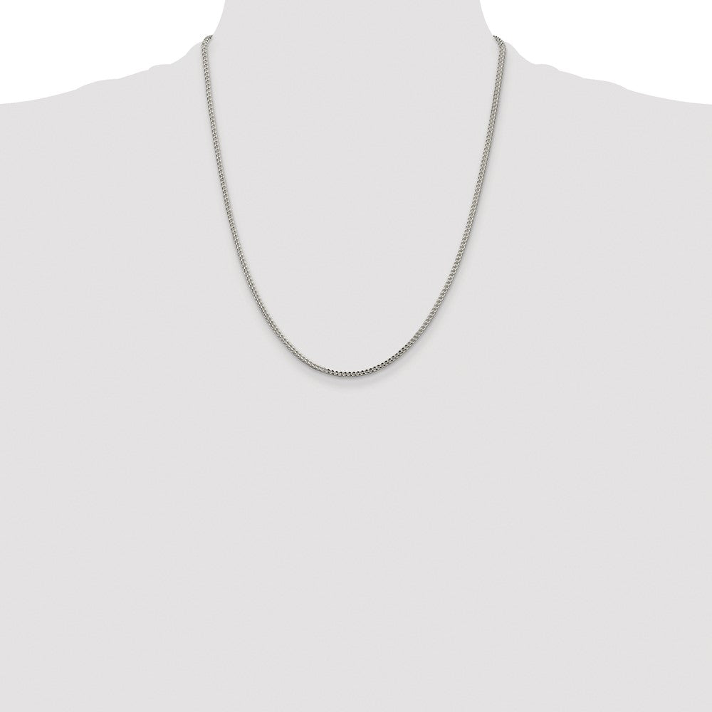 Sterling Silver Rhodium-plated 1.8mm D/C Square Franco Chain