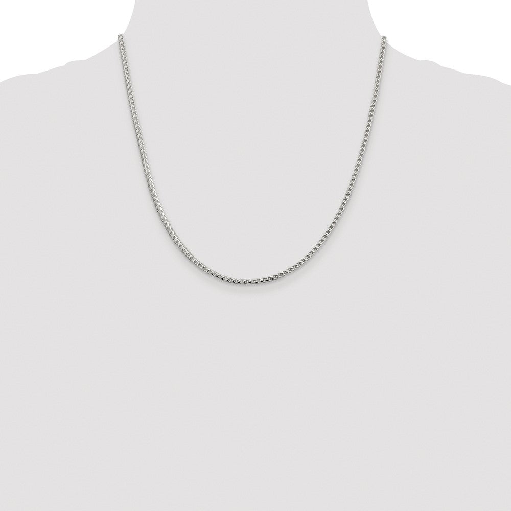 Sterling Silver Rhodium-plated 2.55mm D/C Square Franco Chain