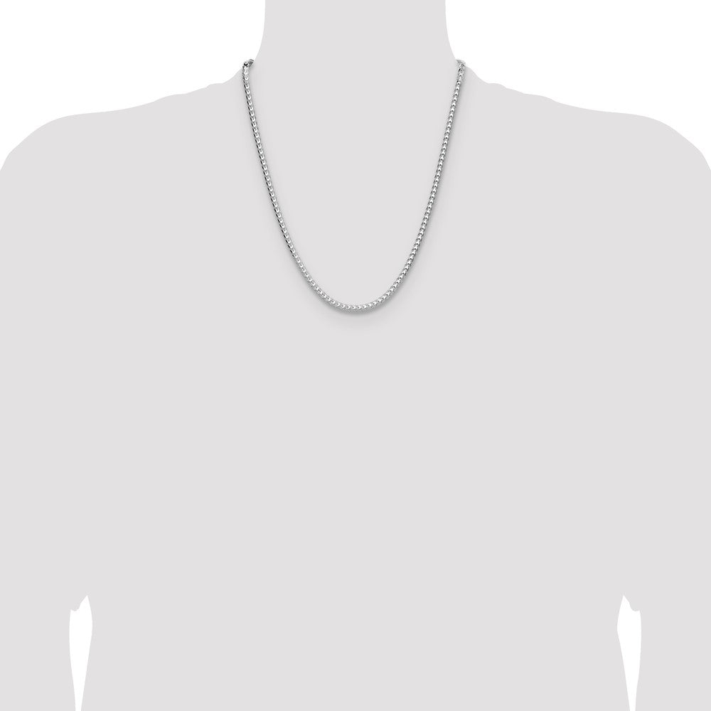 Sterling Silver Rhodium-plated 3.5.0mm D/C Square Franco Chain