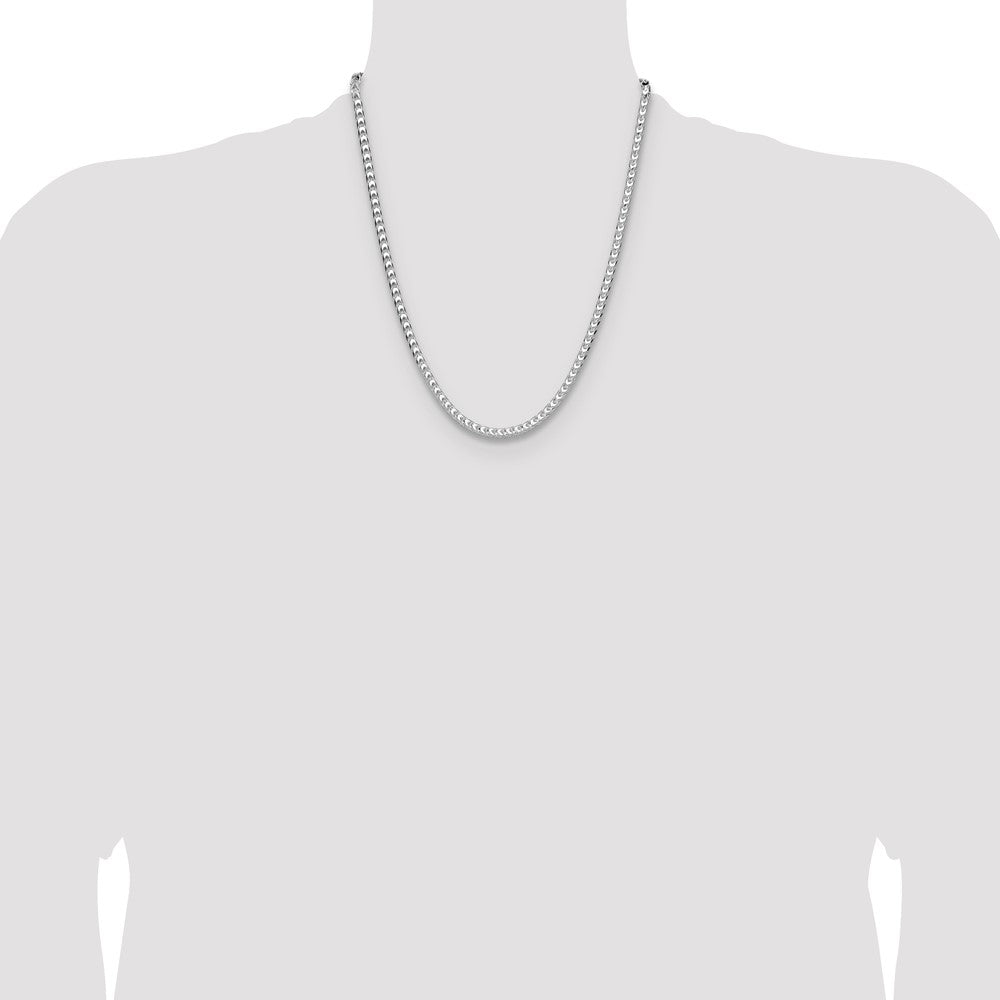 Sterling Silver Rhodium-plated 4mm D/C Square Franco Chain