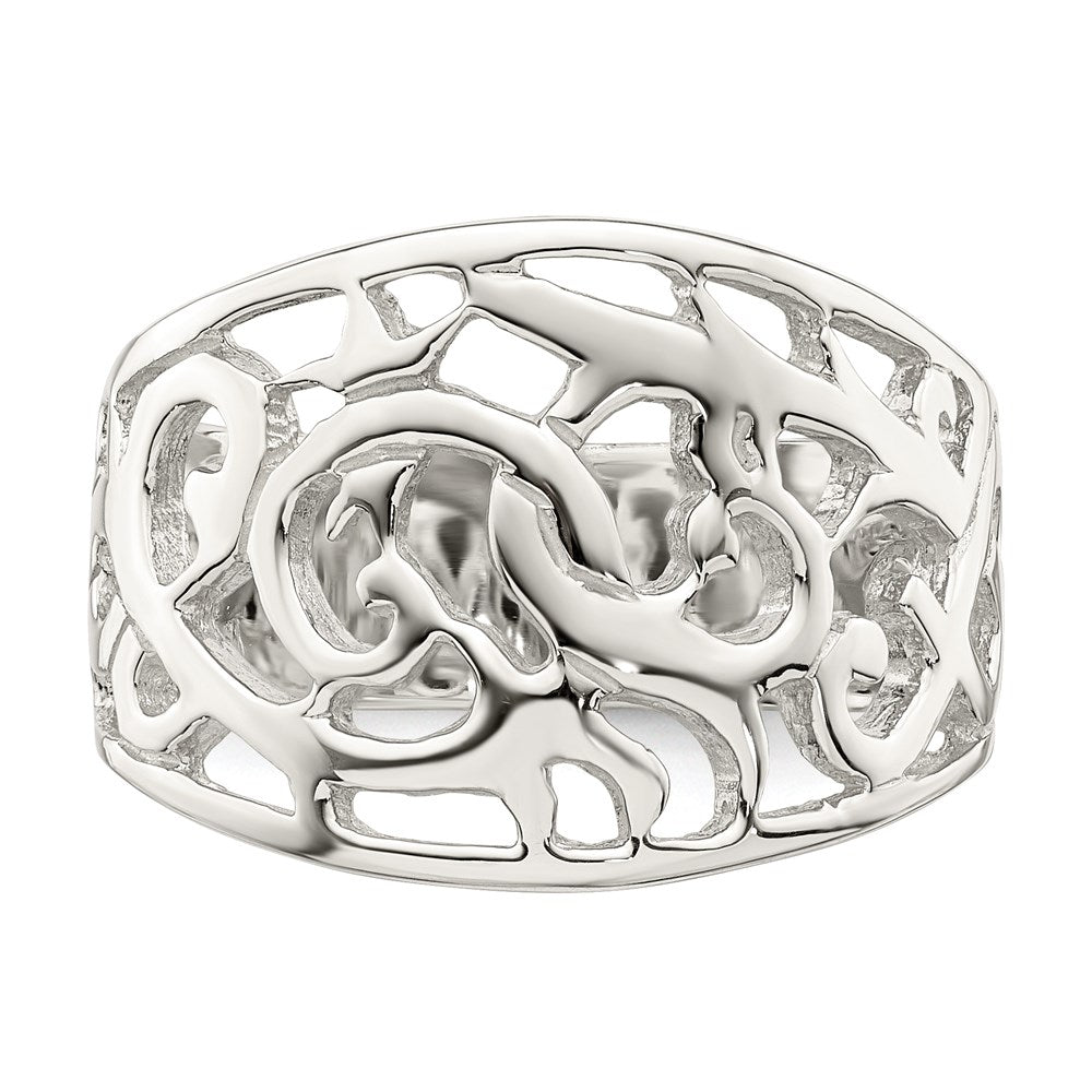 Sterling Silver Rhodium-plated Swirl Ring