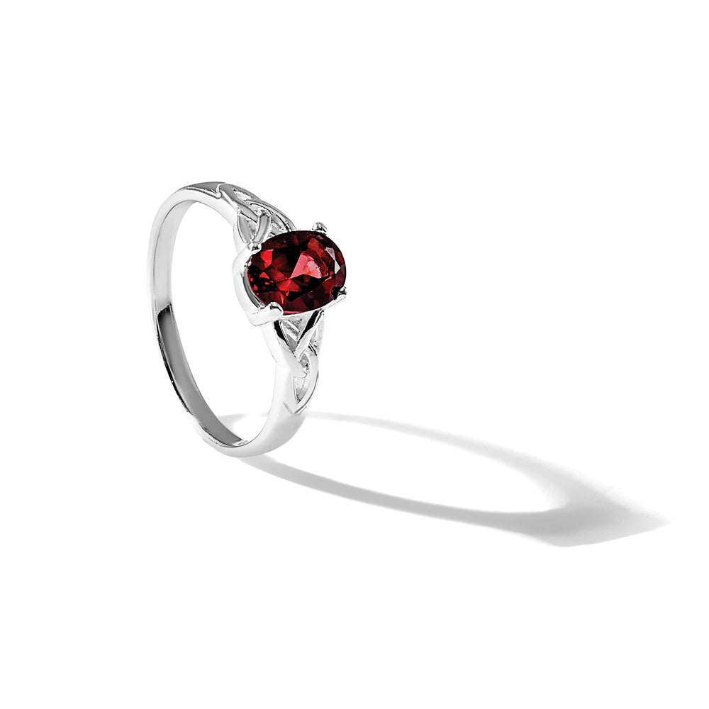 Sterling Silver Polished Garnet Ring