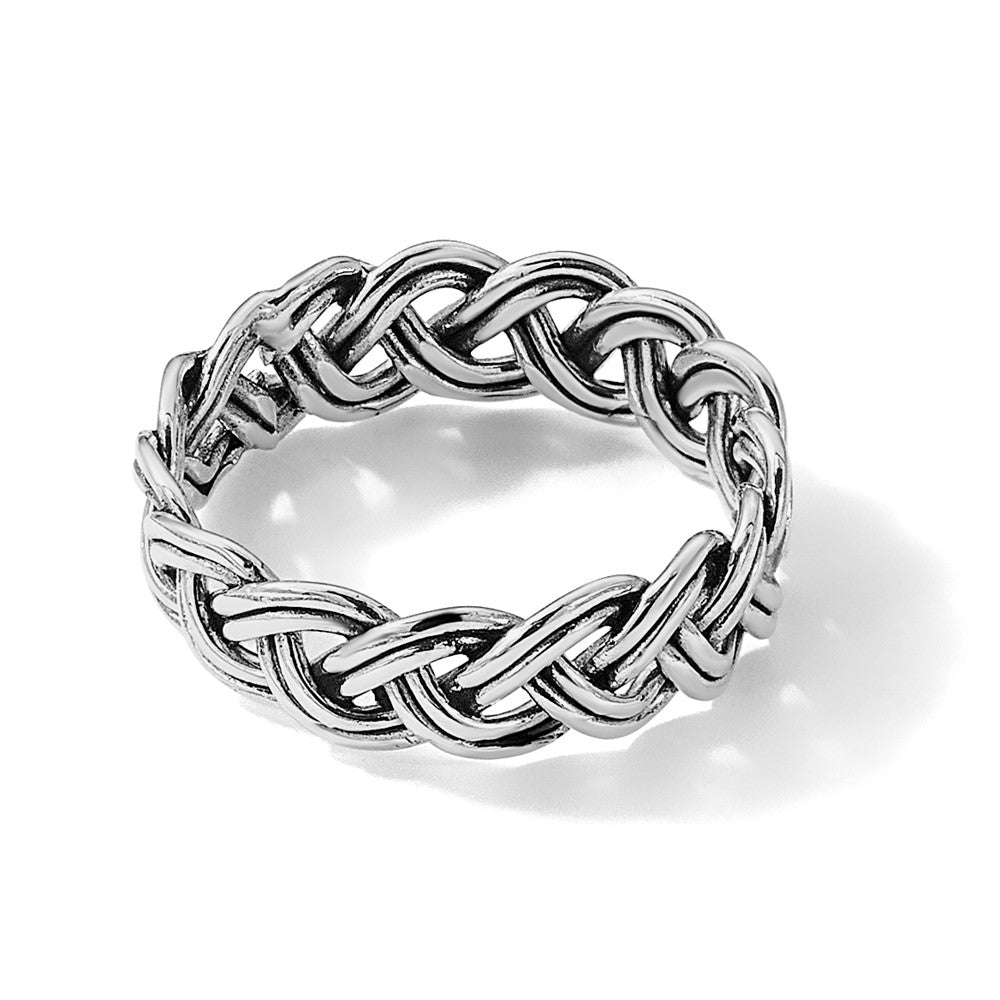 Sterling Silver Oxidize and Polished 6mm Braided Band