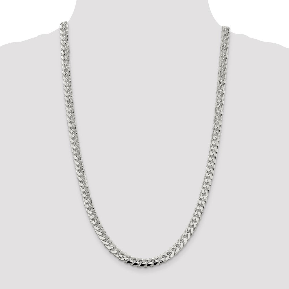 Sterling Silver 7.35mm Domed w/ Side D/C Curb Chain