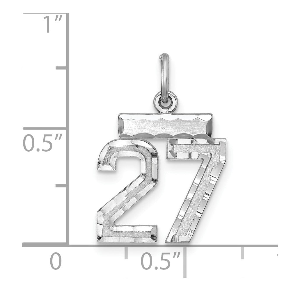 Sterling Silver Rhodium-plated Diamond-cut #27 Charm