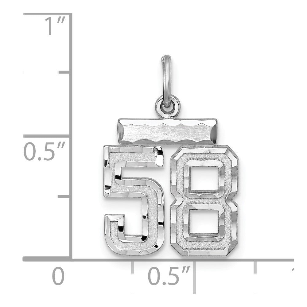 Sterling Silver Rhodium-plated Diamond-cut #58 Charm