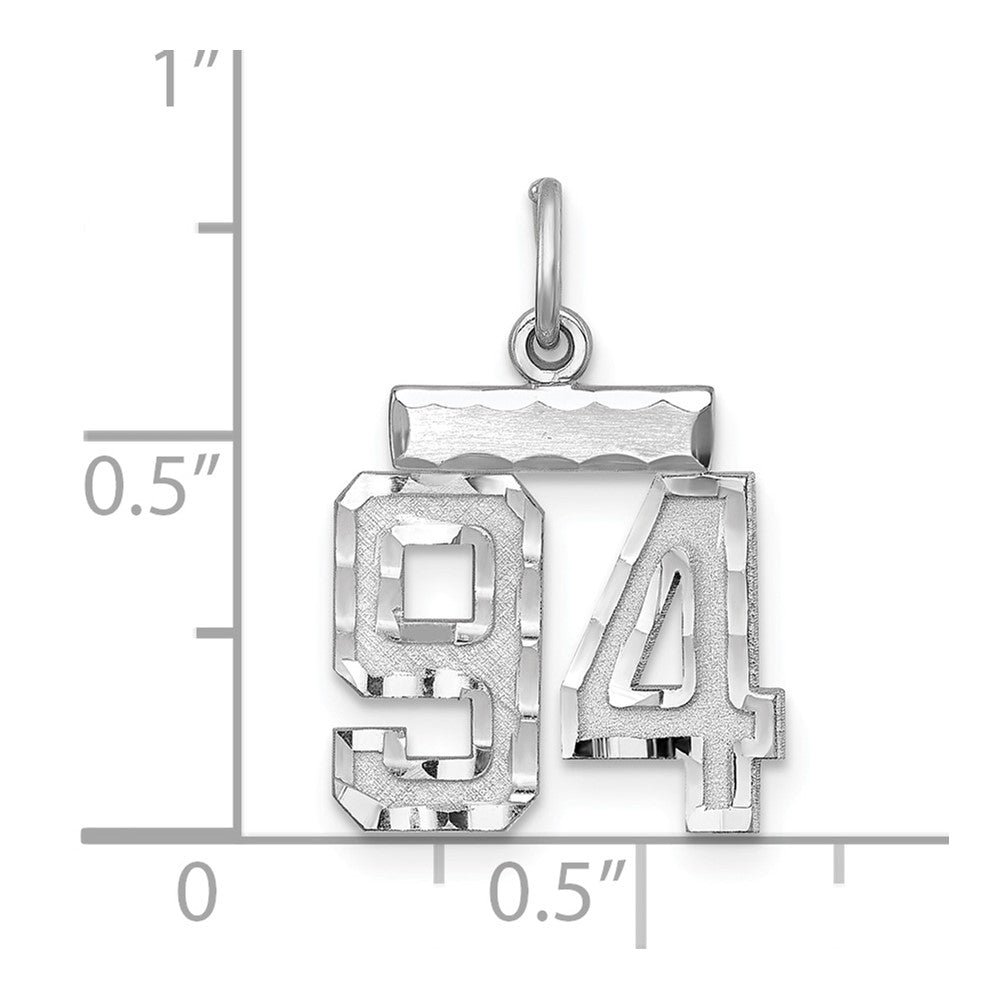 Sterling Silver Rhodium-plated Diamond-cut #94 Charm