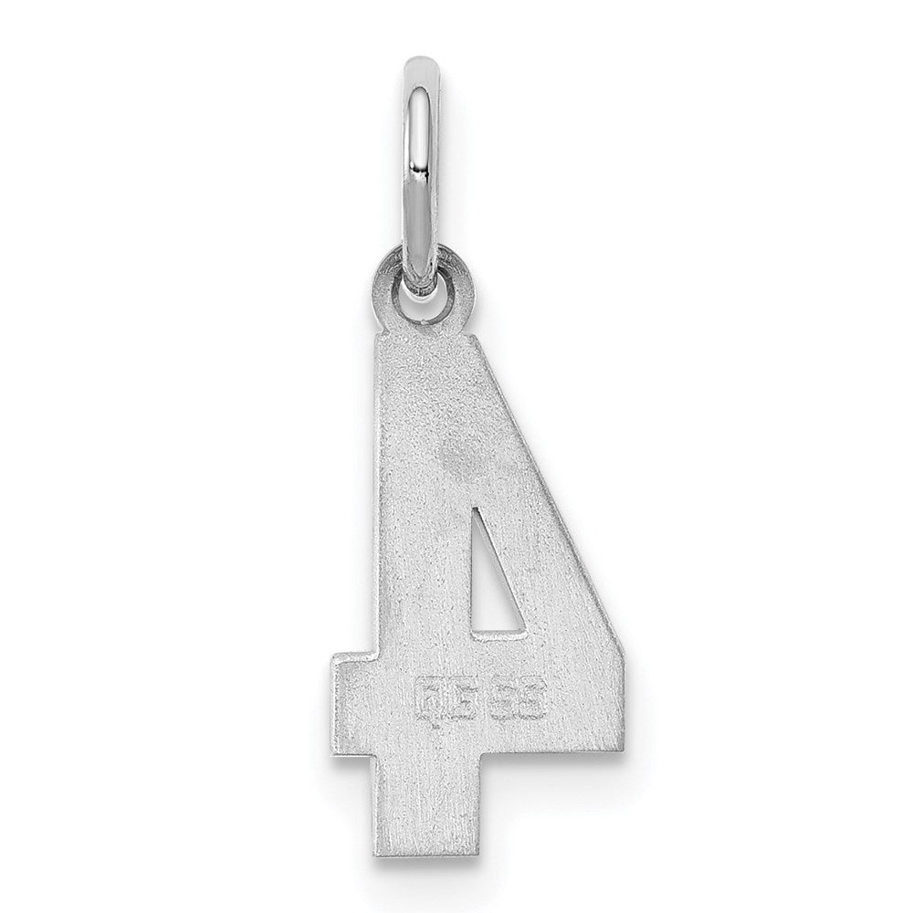 Sterling Silver/Rhodium-plated Polished Number 4 Charm