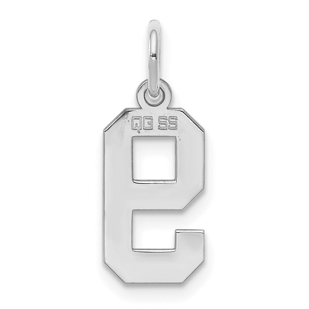 Sterling Silver/Rhodium-plated Polished Number 9 Charm