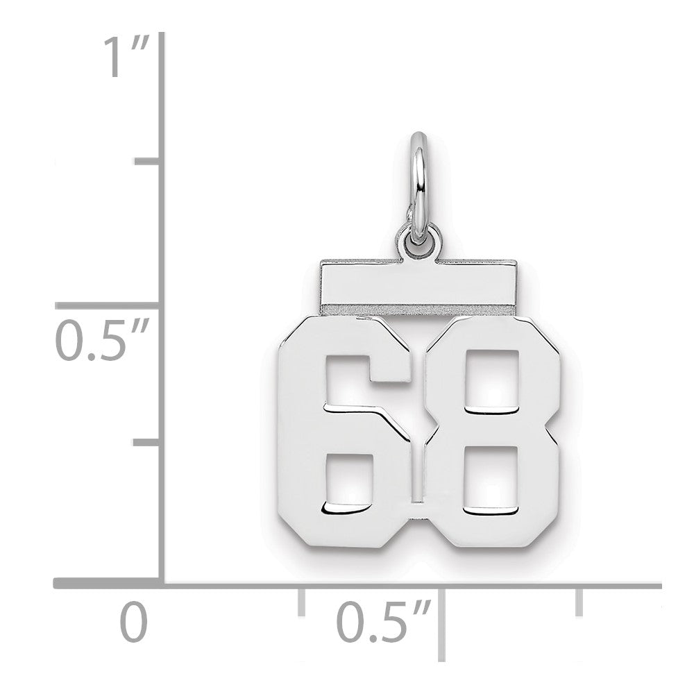 Sterling Silver/Rhodium-plated Polished Number 68 Charm