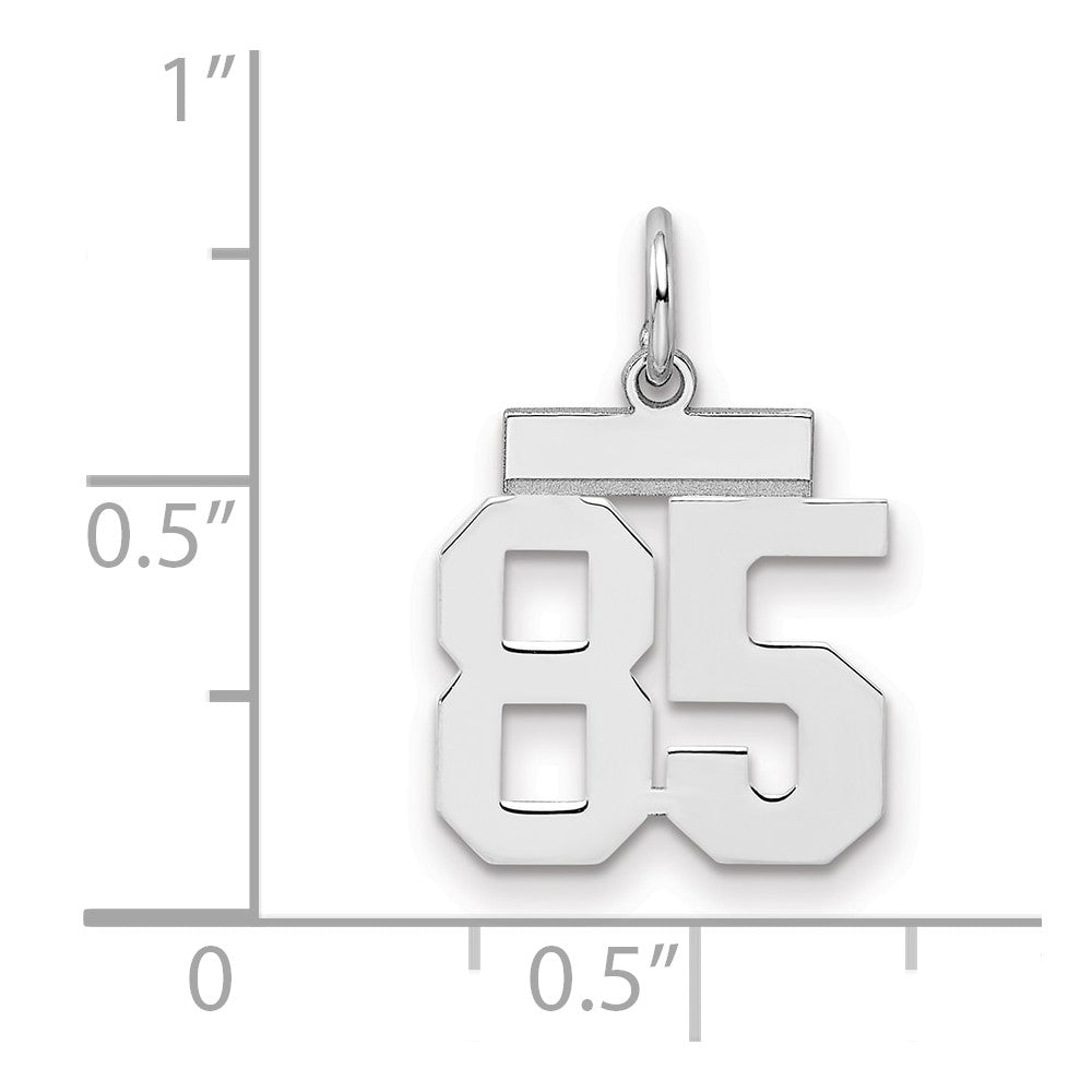 Sterling Silver/Rhodium-plated Polished Number 85 Charm