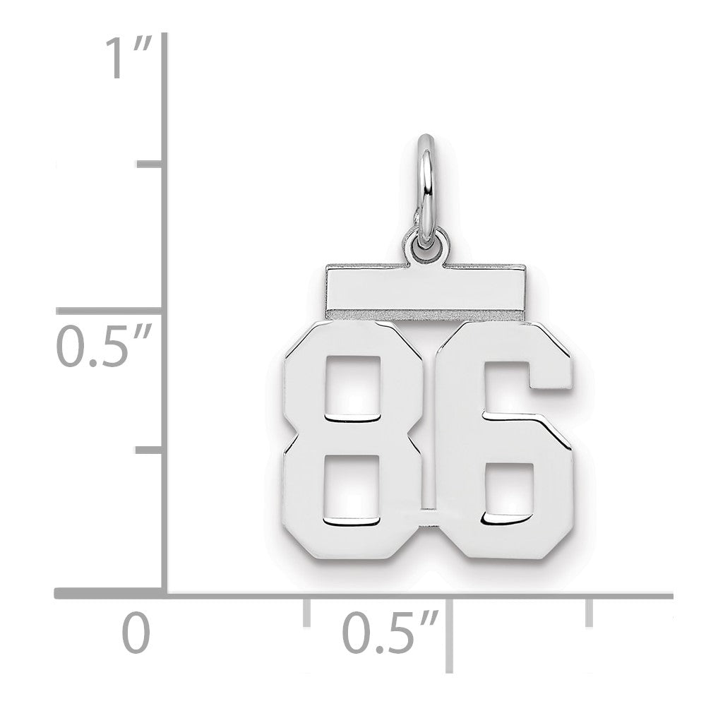 Sterling Silver/Rhodium-plated Polished Number 86 Charm
